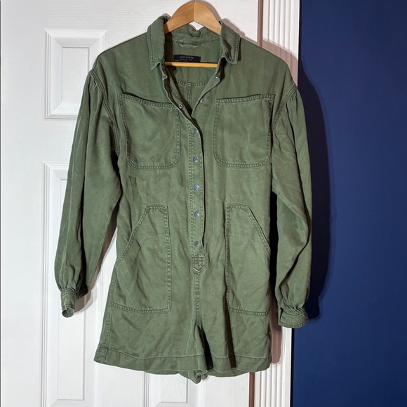 All Saints Rare Jess Military Green Long Sleeve Romper - size 4 - Picture 6 of 6